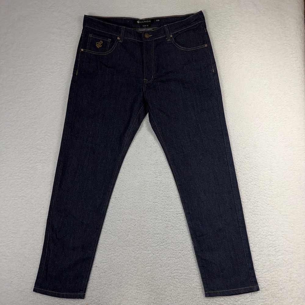 Vtg Rocawear Jeans Men 36 Blue Slim Fit Hip Hop Rap Denim Streetwear Y2K NWOT - Picture 2 of 12